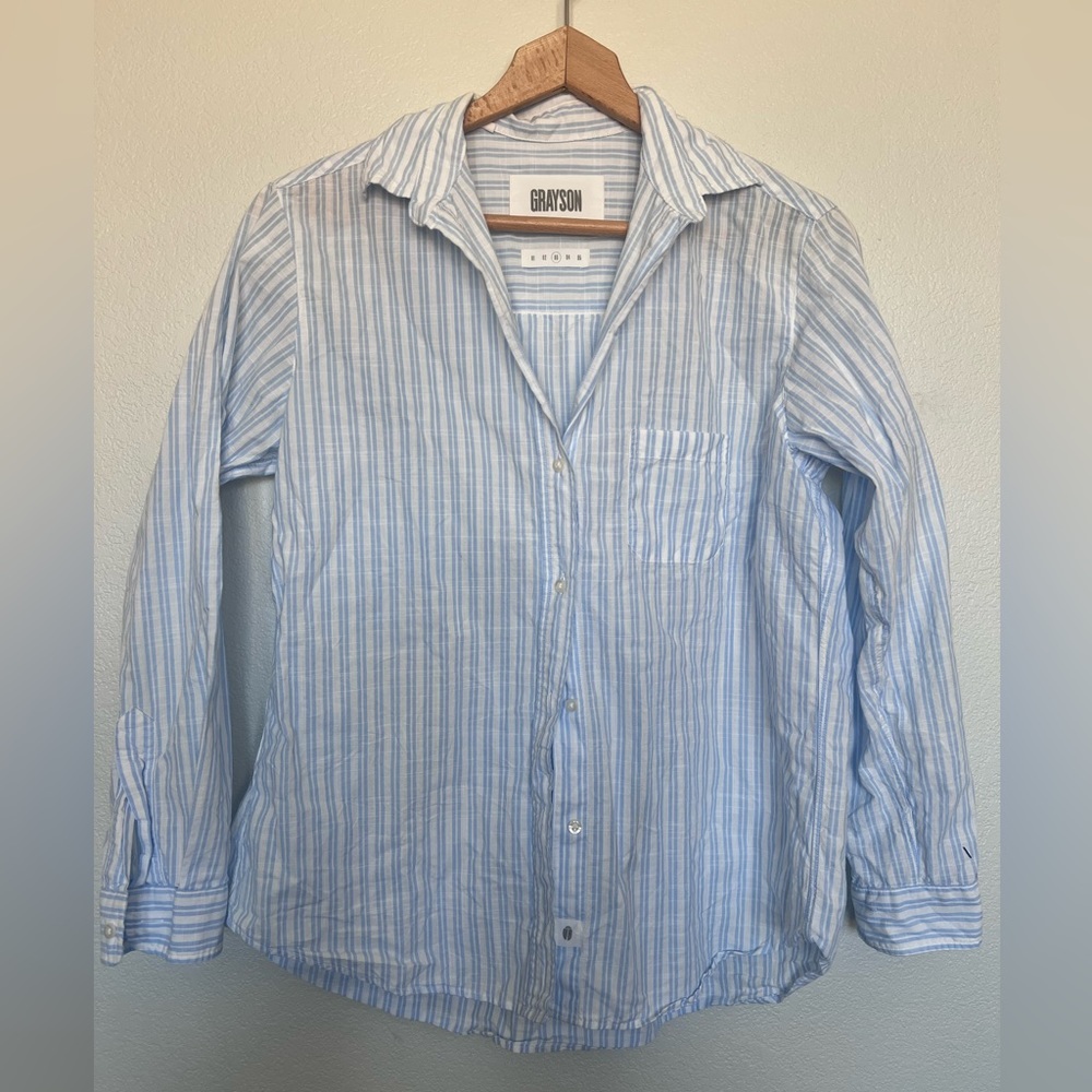 Greyson blue and white button down